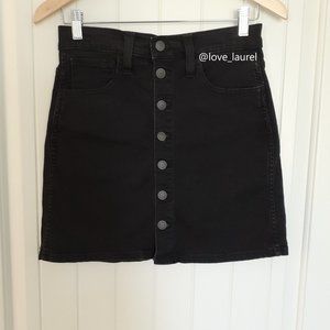 NWT Madewell Black Button Front Denim Mini Skirt Size 25